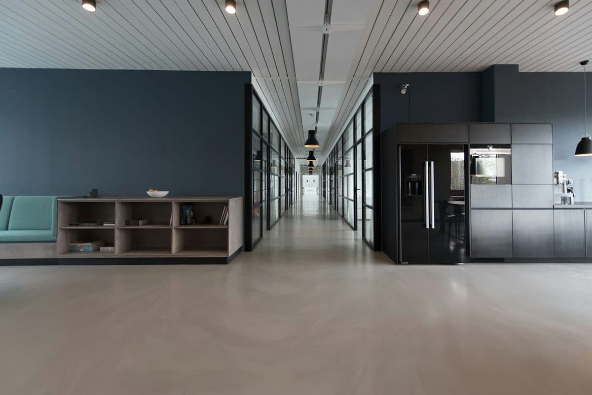 Modern office with chairs and desks set up for computer work